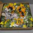 Spring Wreaths for Front Door 24 Inch Handmade Spring Summer Wreath with Artificial Sunflowers,Welcome Message Sign & Elegant Bow and White Yellow Daisy Wildflowers for Home,Porch&Gift Giving