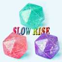 3Pack Glitter Squishy Cube - Slow Rise Gel Stress Cube for Adults Masonry, Malt Sugar Stress Balls, Ice Cube Squishy Glitter Diamond Stress Balls, ADHD Fidget Toys for Anxiety (Purple/Red/Blue)