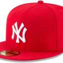 New Era MLB Unisex-Adult New York Yankees (7 1/2, Scarlet/White)