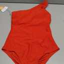 One Shoulder One Piece Swimsuit for Women Tummy Control Bathing Suits Modest Full Coverage Keyhole Swimwear, Red S