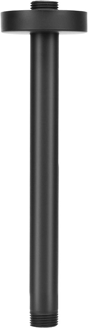 NearMoon Ceiling Mounted Shower Arm With Flange and Teflon Tape, Universal Connection 1/2 NPT Straight Round Shower Arm for Fixed Rain Shower Head, Thicken Stainless Steel (8 Inch, Matte Black)