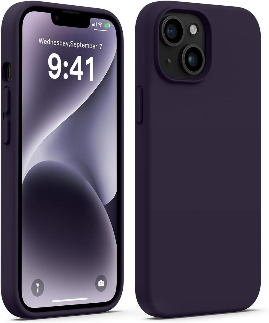 AOTESIER Compatible with iPhone 14 Case, Full Body Food-Grade Silicone Wear-Resistant, Anti-Drop Protection with Soft Anti-Scratch Microfiber Lining Phone Case for iPhone 14, 6.1 inch, Elderberry