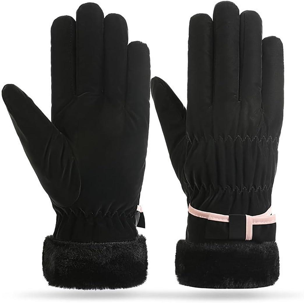 Mealah Winter-Windproof-Warm-Gloves for Women - Snow Ski Fleece-Lined Gloves Fur Cuff for Cold Weather