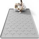 Bulkniu Large Silicone Cat Litter Mat, Waterproof/Urineproof, Litter Recycling, Easy to Clean, Soft on Kitty Paw (22"X34"- Grey)