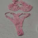 Lilosy Sexy Floral Lace Scallop Underwire Push Up Sheer Lingerie Set Outfits (Small, Pink)