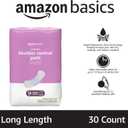 Amazon Basics Incontinence Pads for Women, Long, Postpartum, Bladder Control, Ultimate Absorbency, Fresh Protection, Unscented, 30 Count