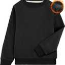 BIG ELEPHANT Boys Crewneck Sweatshirt Youth Fleece Sweatshirts Long Sleeve Basic Pullover Soft Warm Thin Fleece for Kids (XX-Small, Black)