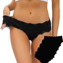 ADOVAKKER Women's Underwear Low Rise Lady Micro Smooth Breathable Briefs Hipster Panties Multipack Printing (Large)