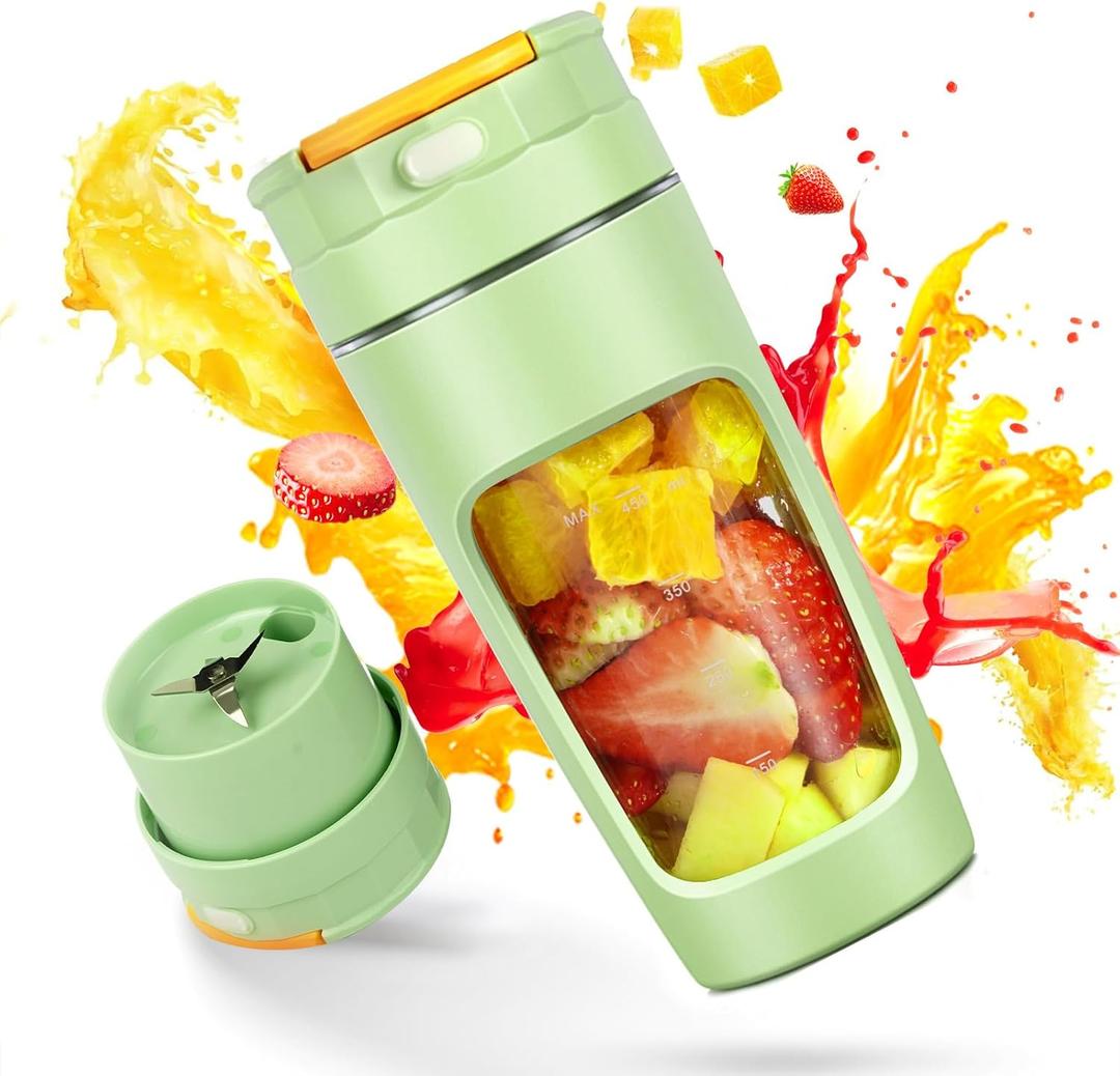 Portable Blender Cup - 20 oz(600ml) Large Capacity, Travel Personal Size Blender for Shakes and Smoothies.High-Speed Multi-Blade Design | Personal Size, BPA-Free & Leakproof (GREEN)