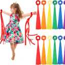 VioraWhite 12 Pcs Rainbow Dance Ribbons for Kids Rainbow Rhythm Ribbons Elastic Wrist Streamers Hand Held Rhythm Streamers Gymnastics Dance Party Props for Adult Decor (0.8 x 19.7 Inch