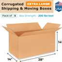 Extra Large Shipping & Moving Boxes 28 x 14 x 14 inches (5-Pack) - Extra Strength 200 lb vs Regular - USA-Made Corrugated Strong Cardboard Boxes - Durable Packing - Cardboard Box by IDL Packaging