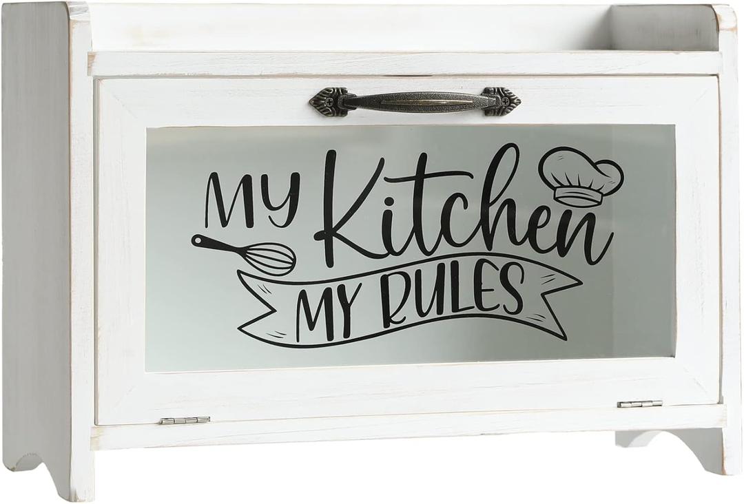 COLLECTIVE HOME - Storage Cabinet, Bread Box, Mini Countertop Cabinet, Wood Organizer for Bedroom Kitchen with Magnetic Door, Storage for Spice Jars, 14.5 x 6.5 x 10