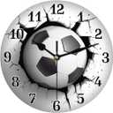 AUUXVA Sport Soccer Ball Print Round Acrylic Wall Clock, Silent Non Ticking Art Painting for Kids Bedroom Living Room Office School Home Decor