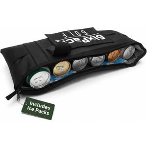 Cooler Bag with 2 Ice Packs, Insulated Golf Bag Cooler Holds 6 Cans, Fits in Most Golf Bags, Portable Beer Sleeve for Golfing