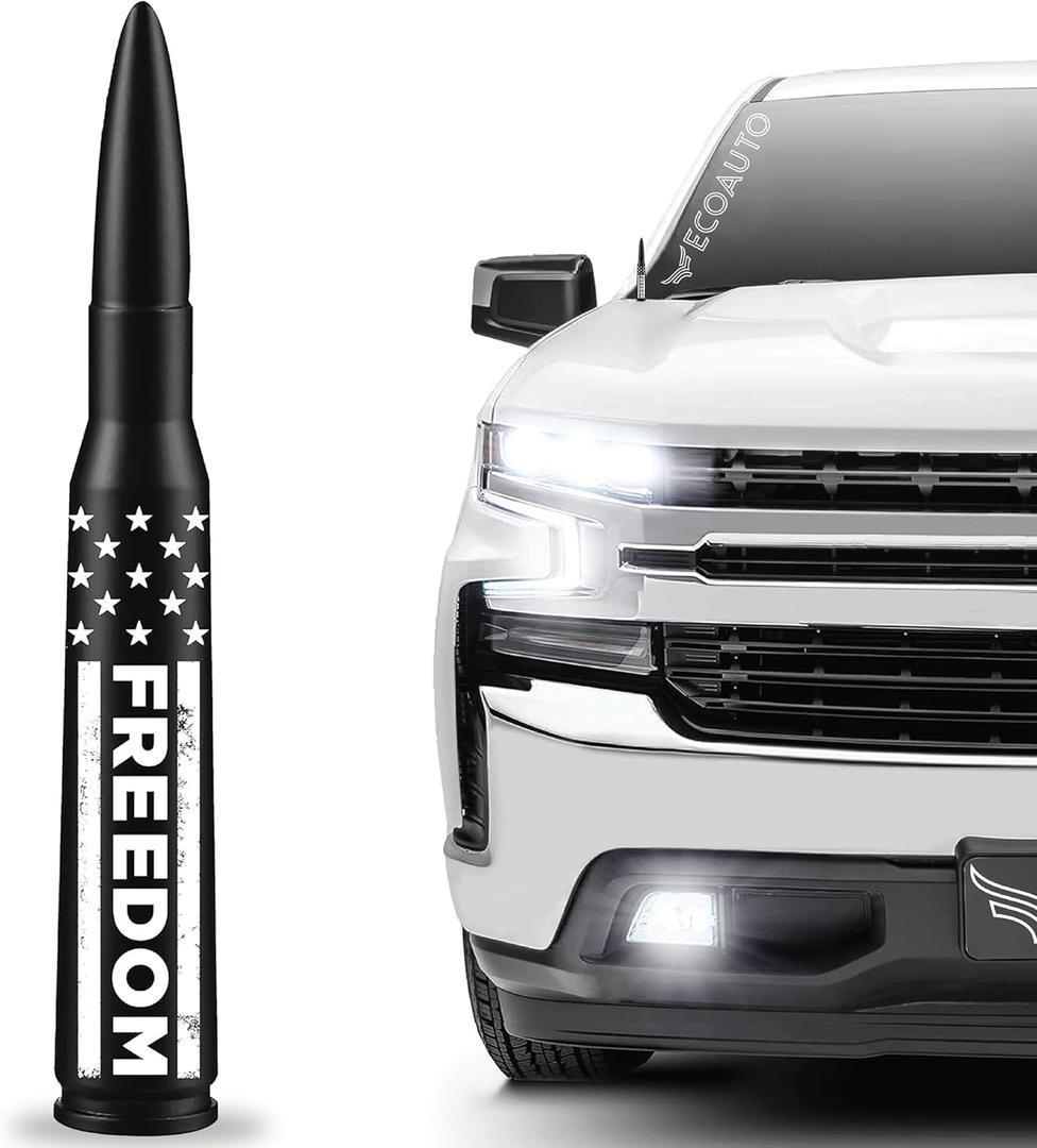 EcoAuto Car Antenna Topper Fits All Chevy & GMC Truck Model Years - Radio Antenna Topper for Truck Made with Military Grade Aluminum - Anti Chip & Anti Theft Design (Freedom)