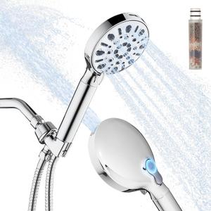 Filtered Shower Head with 8 Spray Modes, High Pressure Handheld Showerhead Filter for Hard Water Filtering Showerhead with Hose(N8HS702CP)