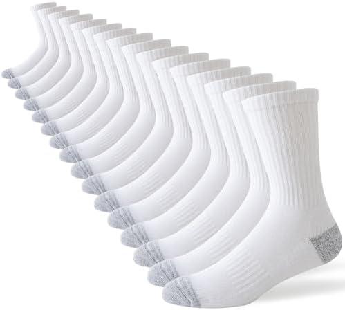 JOYNÉE 8 Pairs Mens Crew Cushion Socks Work Athletic Running Socks Casual Breathable Socks for Men,Sock Size:10-13