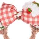 A Miaow Shellie Bear Cookie Dog Headband Chef Hat Bow Animal Headpiece Strawberry Flower Hairband Hair Accessory for Women (Strawberry May)