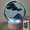 Moving Sand Art Picture Round Glass 3D Deep Sea Sandscape in Motion Display Flowing Sand Frame, Large Desktop Art Toys, Home & Office Desktop Decorations(Black, RC-Crotrol)