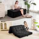 MAXYOYO Folding Sofa Couch Bed, 6 Inch Tri-Fold Floor Sofa Bed, Folding Mattress with Handles, Soft Faux Fur Folding Bed with Supportive Foam Filling, Portable Couch for Living Room, Queen, Black