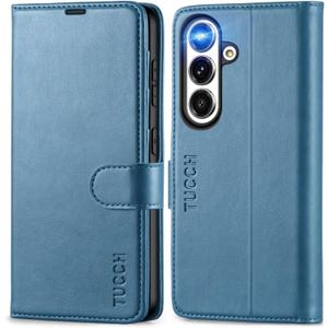 TUCCH Wallet Case for Galaxy S25 5G with [TPU Shockproof Interior Case] [RFID Blocking] Folio Stand Card Slot, Magnetic PU Leather Protect Folio Cover Compatible with Galaxy S25 6.2" 2025, Light Blue