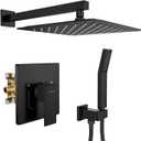 SR SUN RISE Shower Faucet Set & System - 12 Inch Rainfall Shower Head & Handle Set Wall Mounted Matte Black Solid Brass Valve Trim Kit Included