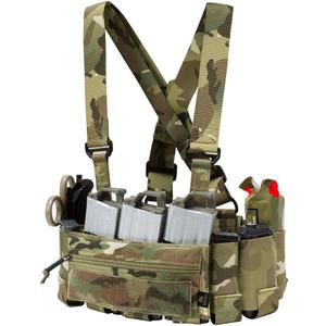 KRYDEX Tactical Chest Rig Elastic Cummerbund with 5.56/7.62 & Pistol Mag Pouch Holders,X Harness and Admin Pouch (Mc)