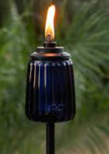 TIKI 65" Twilight Box Steel/Glass Outdoor Torch Blue, Pack of 3