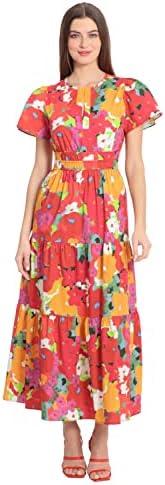 Maggy London Women's Stretch Cotton Poplin Tiered Maxi 8