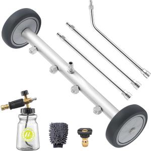 M MINGLE Undercarriage Pressure Washer Attachment, 16 Inch Powerful Under Car Washer with Foam Cannon and Car Wash Mitt, 4000 PSI