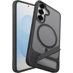 Magnetic for Samsung Galaxy S24 Plus Case / S25 Plus Case with Kickstand, Compatible with Mag-Safe, Slim Shockproof Grippy Translucent Matte Phone Cover, Built in Invisible Stand, Black