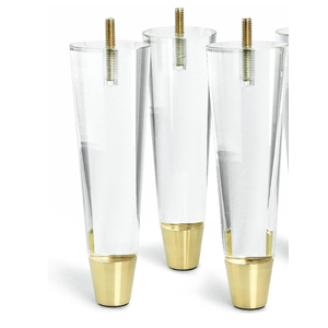 JEREVER Acrylic Furniture Legs Replacement Cabinet Feet Modern Home Decor DIY Clear Legs Tapered Style Set of 3 (7.8inch)