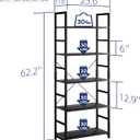 NUMENN 5 Tier Bookshelf, Tall Bookcase Shelf Storage Organizer, Modern Book Shelf for Bedroom, Living Room and Home Office, Black