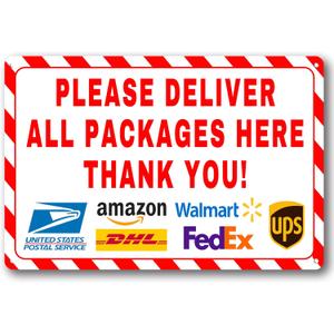 2 x Delivery Here Sign For Home Plsase Deliver All Packages Here Thank You! House Yard Front Door Outdoor Home Decor