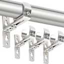 Curtain Rod Bracket, Adjustable Heavy Duty Curtain Rod Holders for Wall, 4 Pack Ceiling rods Hooks Hangers for 3/4 to 1-1/2 Inch Drapery Pole, Silver (Sliver)