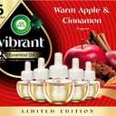 Air Wick Vibrant Plug In Scented Oil Refill, Infused with Essential Oils, Plug In Air Fresheners for Home, Fall Scent, Fall Dcor, Warm Apple & Cinnamon, 5 ct (3.35 Fl Oz (Pack of 1))