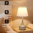 FAISHILAN Touch Table Lamp for Bedroom Set of 2, Farmhouse 3-Way Dimmable Table Lamps for Nightstand with Fabric Shade, Lamps for Living Room，Desk Lamps for Home Office, Black Lamp for Bedroom