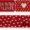 Tinideya 3 Pcs Christmas Kitchen Rug Christmas Mats Set Xmas Rugs Indoor Washable Kitchen Carpet for Winter Home Floor Decor, 16 x 24 Inch and 16 x 47 Inch (Hello Valentine)