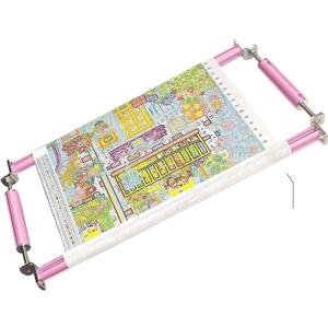 Couple Embroidery Art Embroidery Clip Frame Cross Stitch 4 Slot Presser Heavy Duty Embroidery Bandage Embroidery Frame Needlepoint Frame Embroidery Scroll Frame Embroidery Frames (Pink)
