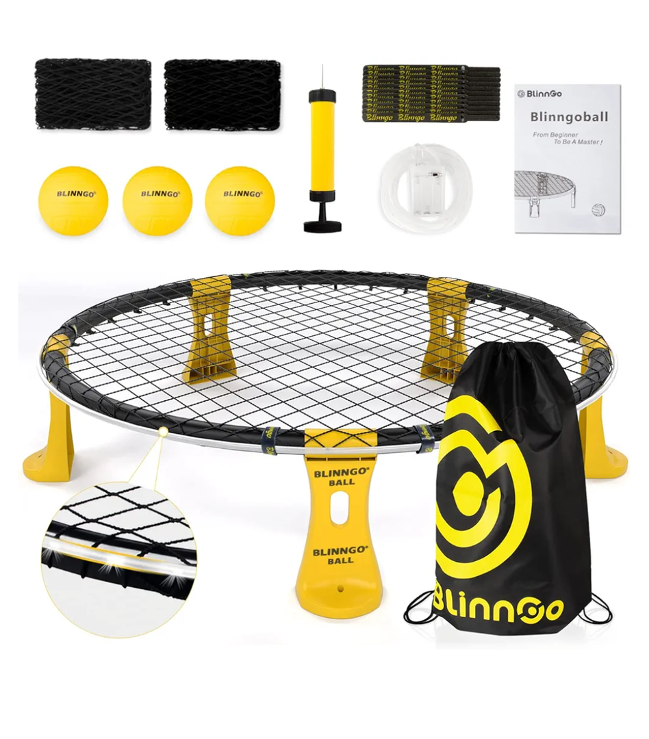 Roundnet Game Set with 3 Balls and Strip Light (ONLY for Pro Kit) - Roundnet Game for Outdoor Indoor Lawn Beach Backyard and Park