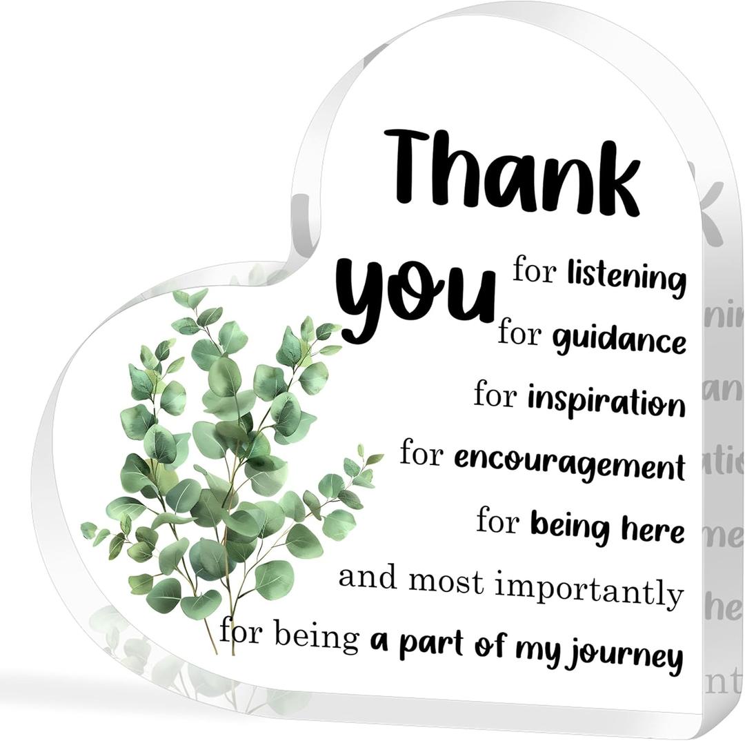 Thank You Gifts for Women, Teacher Appreciation Gifts, Acrylic Heart Desk Decor, Inspirational Gifts,Thanksgiving Christmas Birthday Presents for Nurse Boss Coworker Social Worker 5.12 In