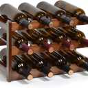 Wine Rack, 12 Bottles 3-Tier Free Standing Wine Racks, Wine Rack Countertop Holder Storage Shelf for Kitchen Cabinet Dining Room Bar (Brown)