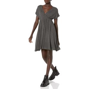 Amazon Essentials Women's Surplice V Neck Swing Dress, Large