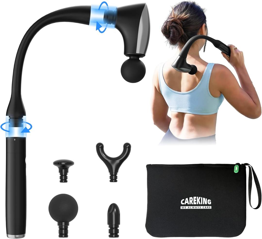2-in-1 Detachable Muscle Massage Gun Deep Tissue with 20'' Extension Handle, Back and Neck Massager for Pain Relief, Handheld Massager for Shoulder Lower Back Leg Waist, FSA-HSA Eligible (Black)