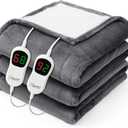 Homemate Heated Electric Blanket Queen Size - 84"x90" Heating Bed Blanket Throw with 10 Heating Levels 8 Hours Auto Off Fast Heating Over-Heat Protection Ultra Soft Flannel ETL Certified, Grey