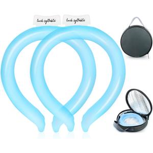 2PCS Neck Cooling Tube with Insulated Bag, Reusable Ice Cooler, Wearable Neck Coolers for Hot Weather (Blue*2)