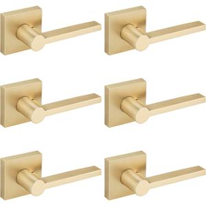 EHOMEWARE Gold Dummy Door Levers Interior Door Handles, Heavy Duty Levers for Closet, Non-Turning Reversible Levers for Left Right Handed Doors,6 Pack
