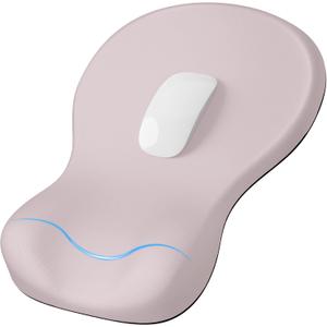 Laborio Ergonomic Mouse Pad with Wrist Rest, Mousepad with Wrist Support, Non-Slip Hard Base Mouse Pads, Portable for Office/Home/Travel Work(Pink)