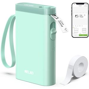 Nelko Label Maker Machine with Tape, P21 Bluetooth Label Printer, Wireless Mini Label Makers with Multiple Templates for Organizing Office Home, Green
