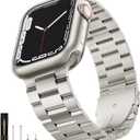 SUNFWR Compatible with Apple Watch Band 44mm 45mm 42mm 46mm 49mm for Men Women, Stainless Steel Metal iWatch Band for Apple Watch Series 11/10/9/8/7/6/5/4/3/2/1/SE/SE2/SE3 Ultra3/2/1 (No case) (Starlight)